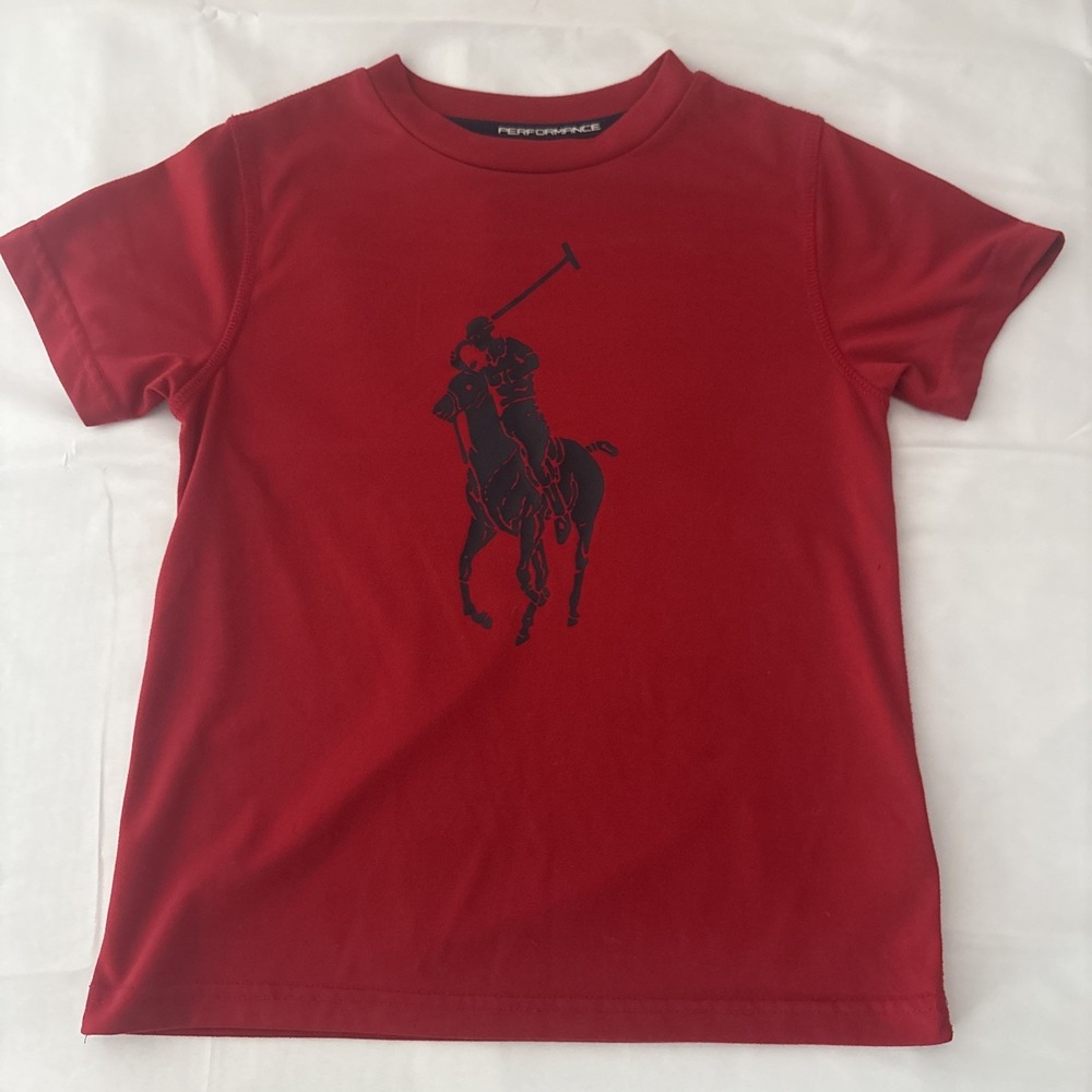 Polo Ralph Lauren Performance Big Pony Logo T Shirt Little Boys Size 5 Red EUC